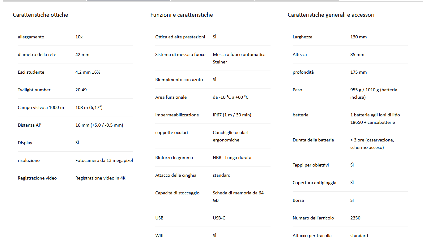 tabella dati tecnici eDiscovery 2026
