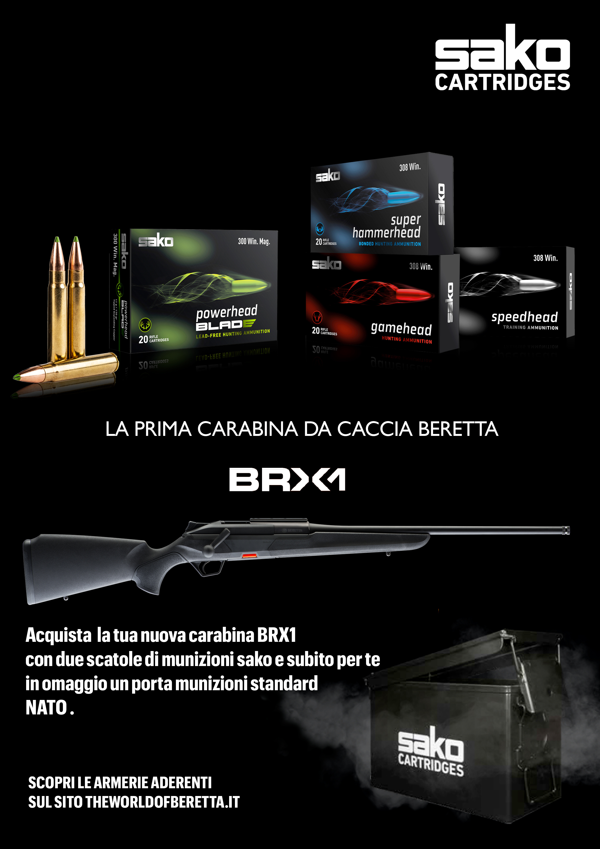 Munizioni Sako e carabina BRX1 Beretta